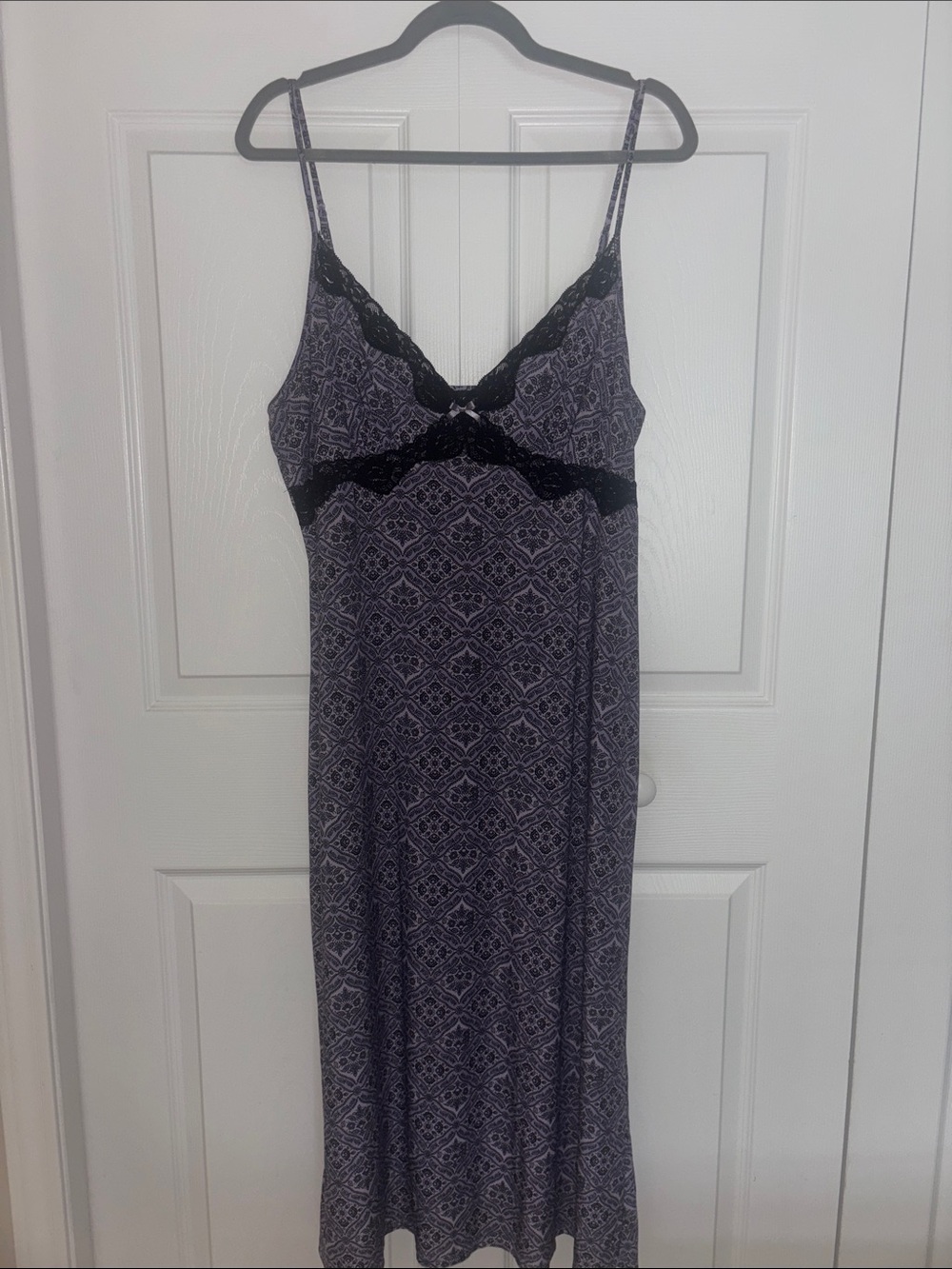 Studio Purple Printed Lace-Trim Chemise